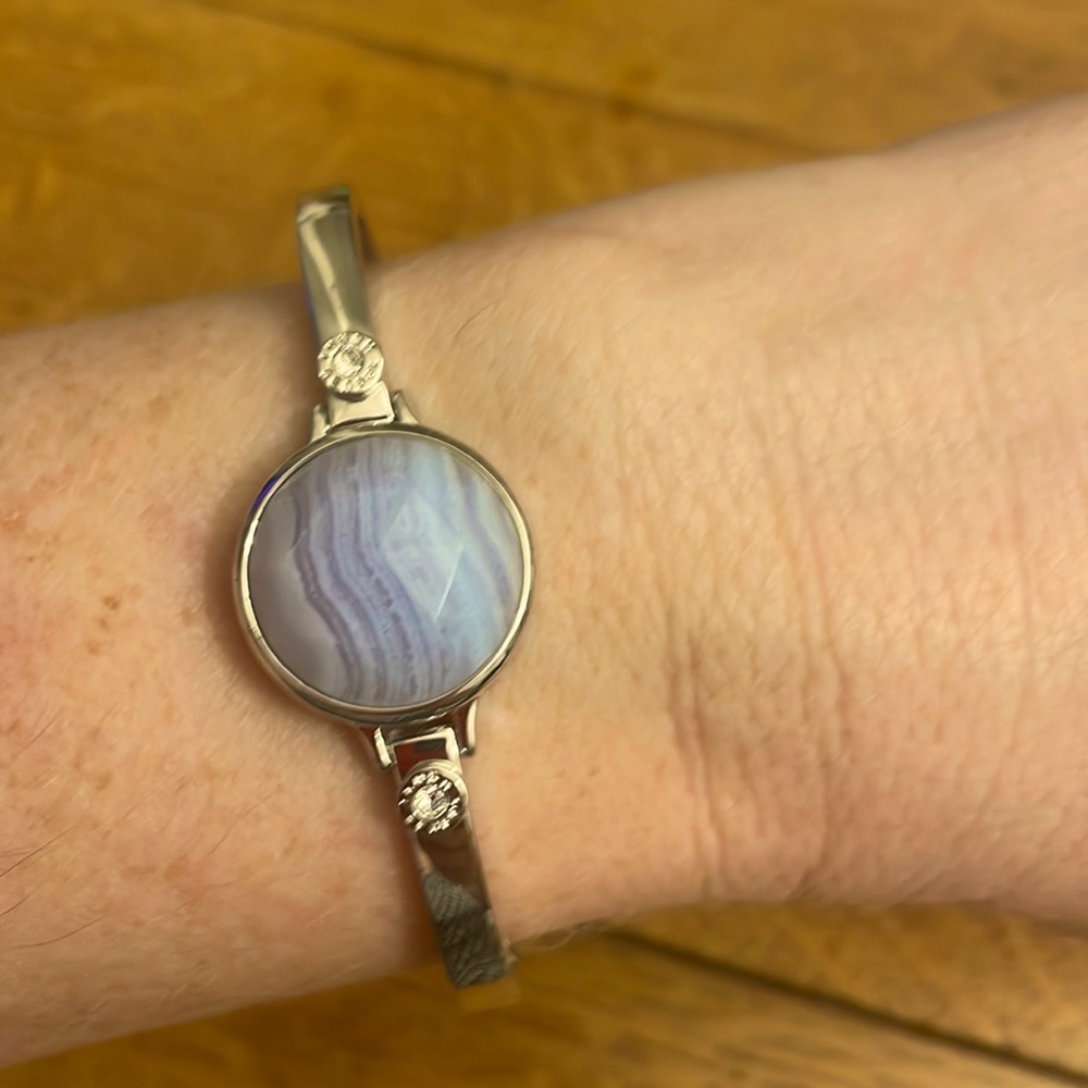 Petite Henri Bendel Bracelet with blue agate-like stone.